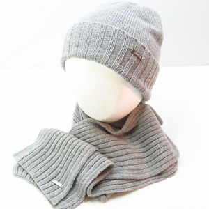 Calvin Klein Gray Hat Beanie & Scarf Set Womens